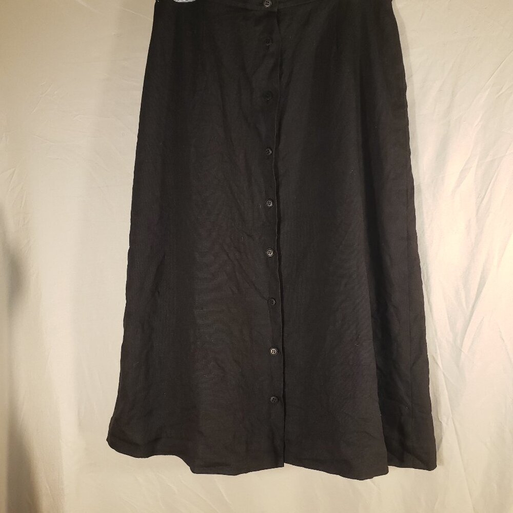 Talbots Black Button-Front A-Line Skirt